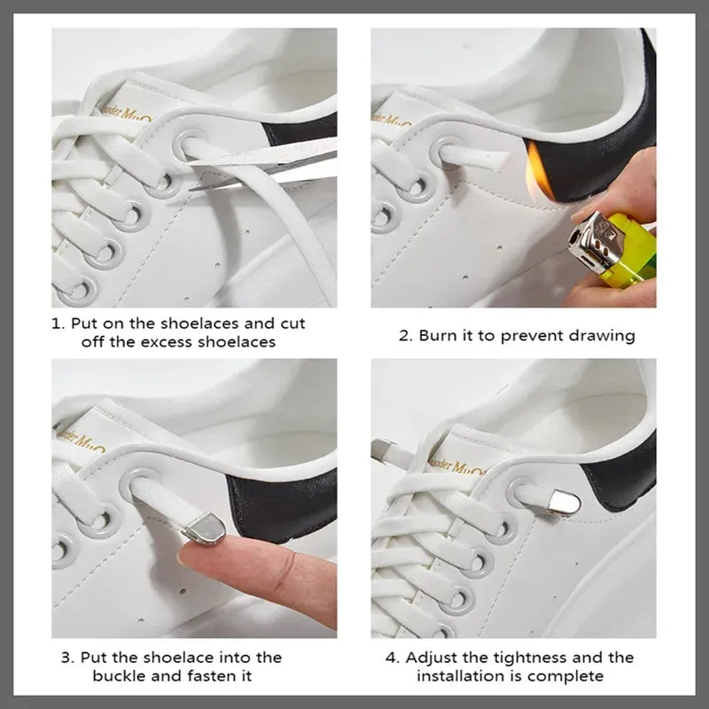 8mm Flat Shoes Elastic Sneakers Quick Without Ties Shoe Laces for Kids & Adults Shoes