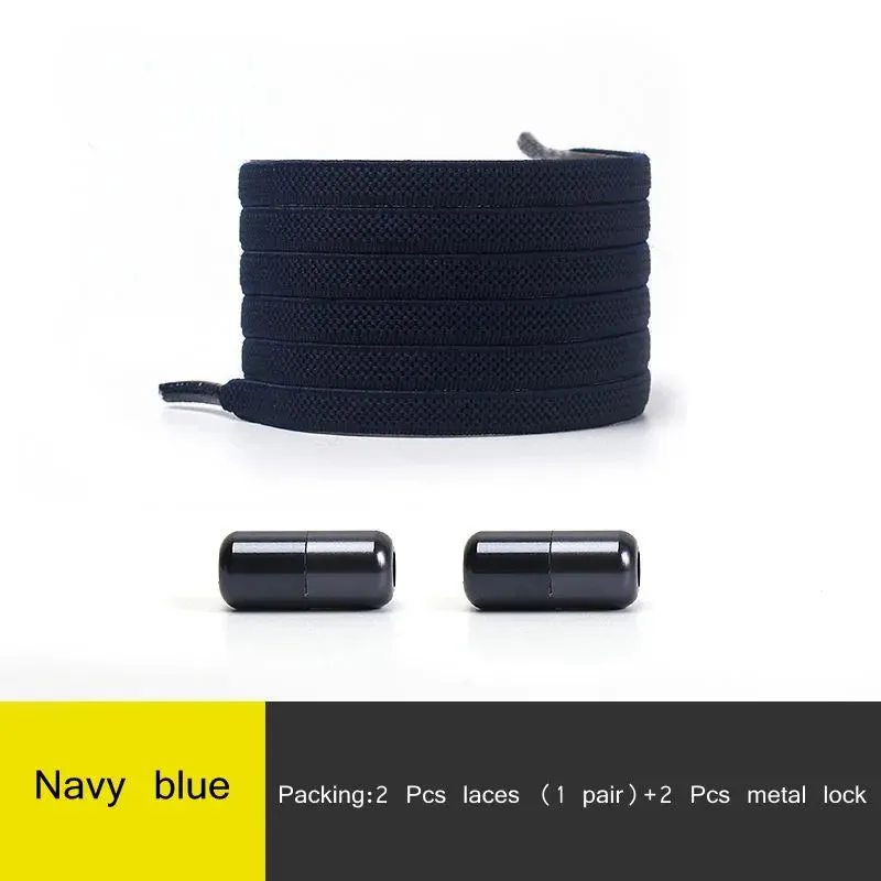 Elastic no Tie Flat Quick Lazy Metal Lock Shoe Laces for Kids & Adults Shoes