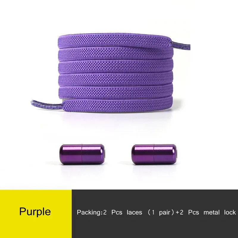 Elastic no Tie Flat Quick Lazy Metal Lock Shoe Laces for Kids & Adults Shoes