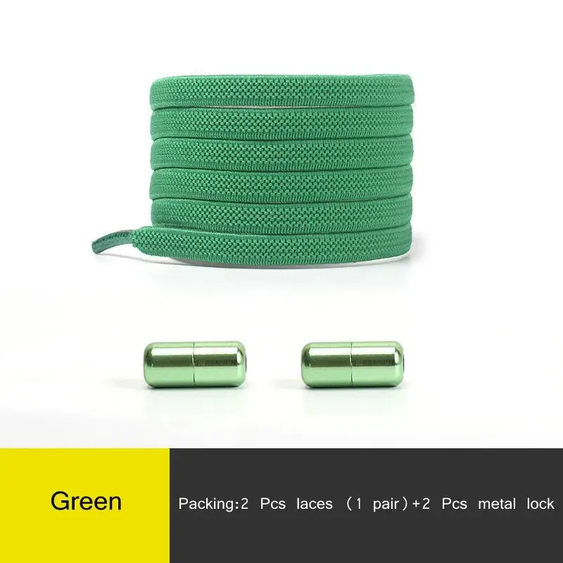 Elastic no Tie Flat Quick Lazy Metal Lock Shoe Laces for Kids & Adults Shoes