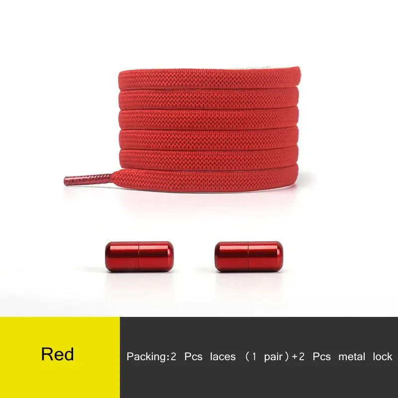 Elastic no Tie Flat Quick Lazy Metal Lock Shoe Laces for Kids & Adults Shoes