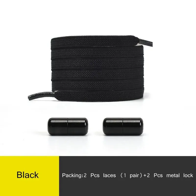 Elastic no Tie Flat Quick Lazy Metal Lock Shoe Laces for Kids & Adults Shoes