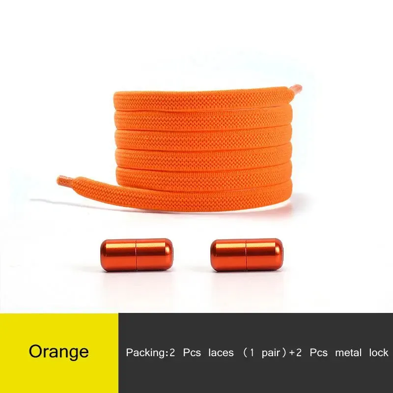 Elastic no Tie Flat Quick Lazy Metal Lock Shoe Laces for Kids & Adults Shoes