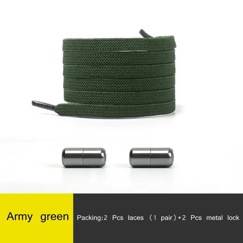 Elastic no Tie Flat Quick Lazy Metal Lock Shoe Laces for Kids & Adults Shoes