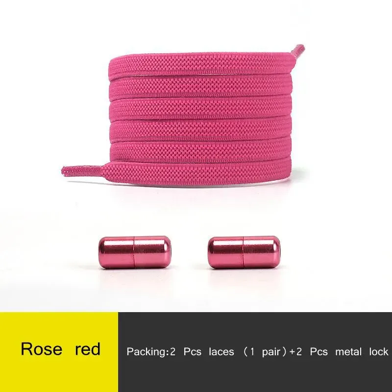 Elastic no Tie Flat Quick Lazy Metal Lock Shoe Laces for Kids & Adults Shoes