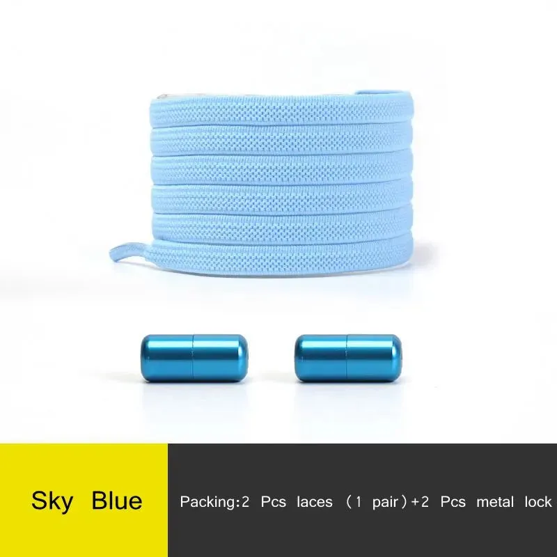 Elastic no Tie Flat Quick Lazy Metal Lock Shoe Laces for Kids & Adults Shoes