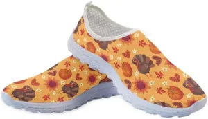 Jeiento Thanksgiving Running Shoes for Women&Men Comfort Footwear Trainers Mesh Shoes Slip-On Tennis Shoes for Hiking Walking Sports