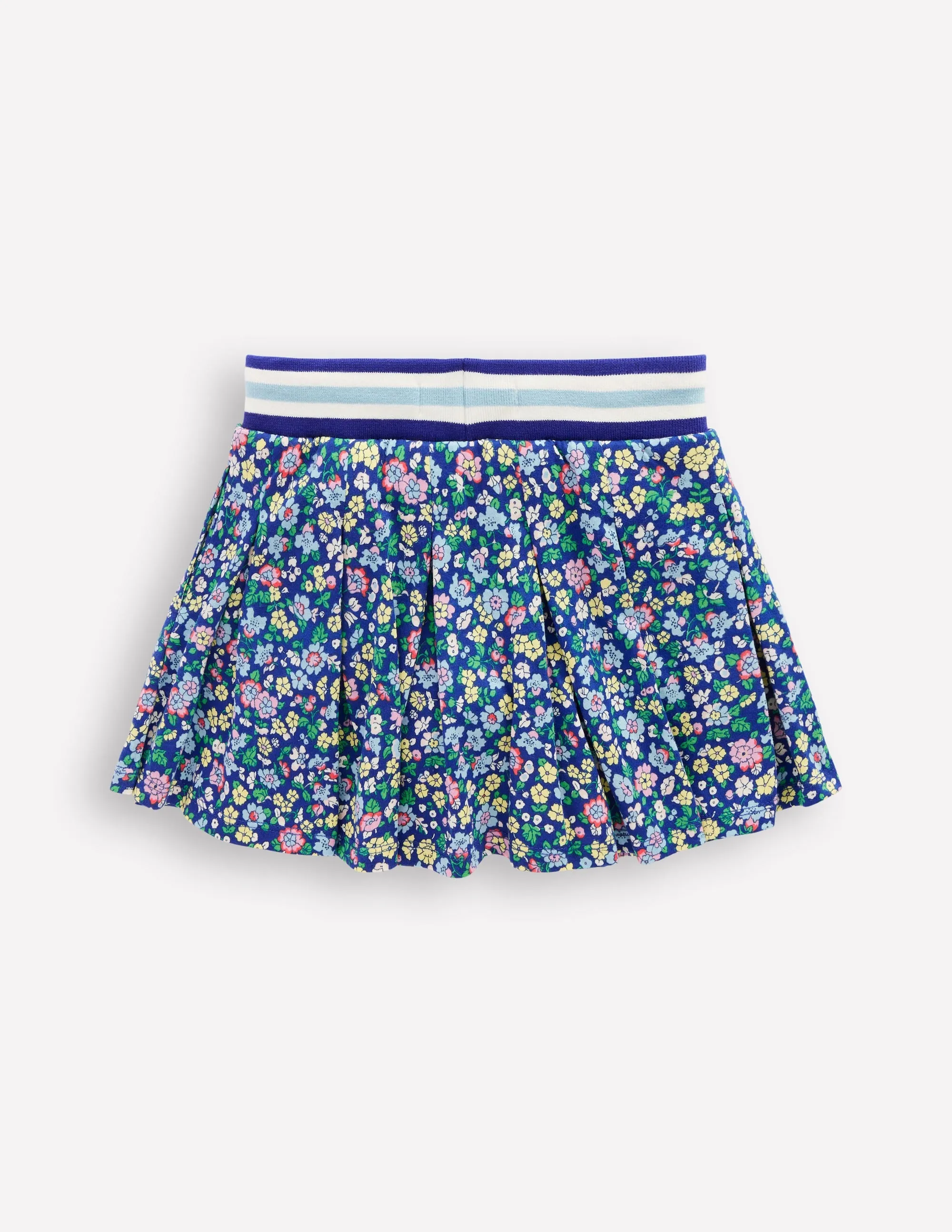 Pleated Jersey Skort-Navy Stripe