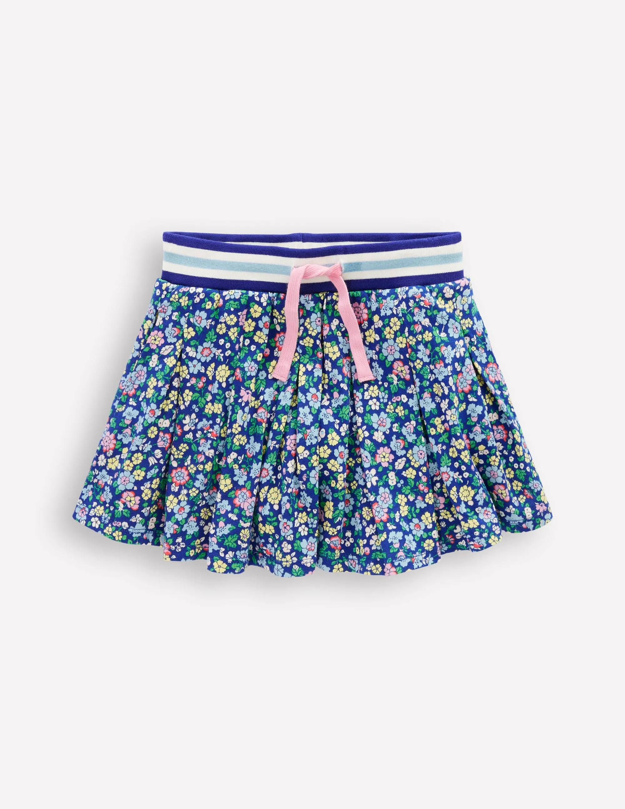 Pleated Jersey Skort-Navy Stripe
