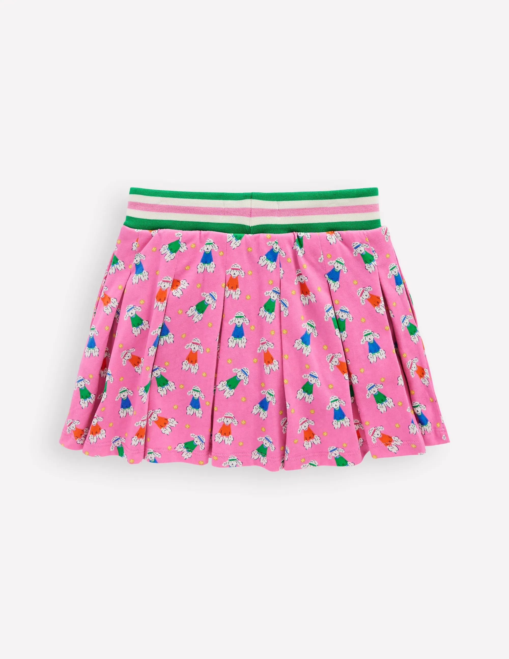 Pleated Jersey Skort-Pink Stripe Strawberries