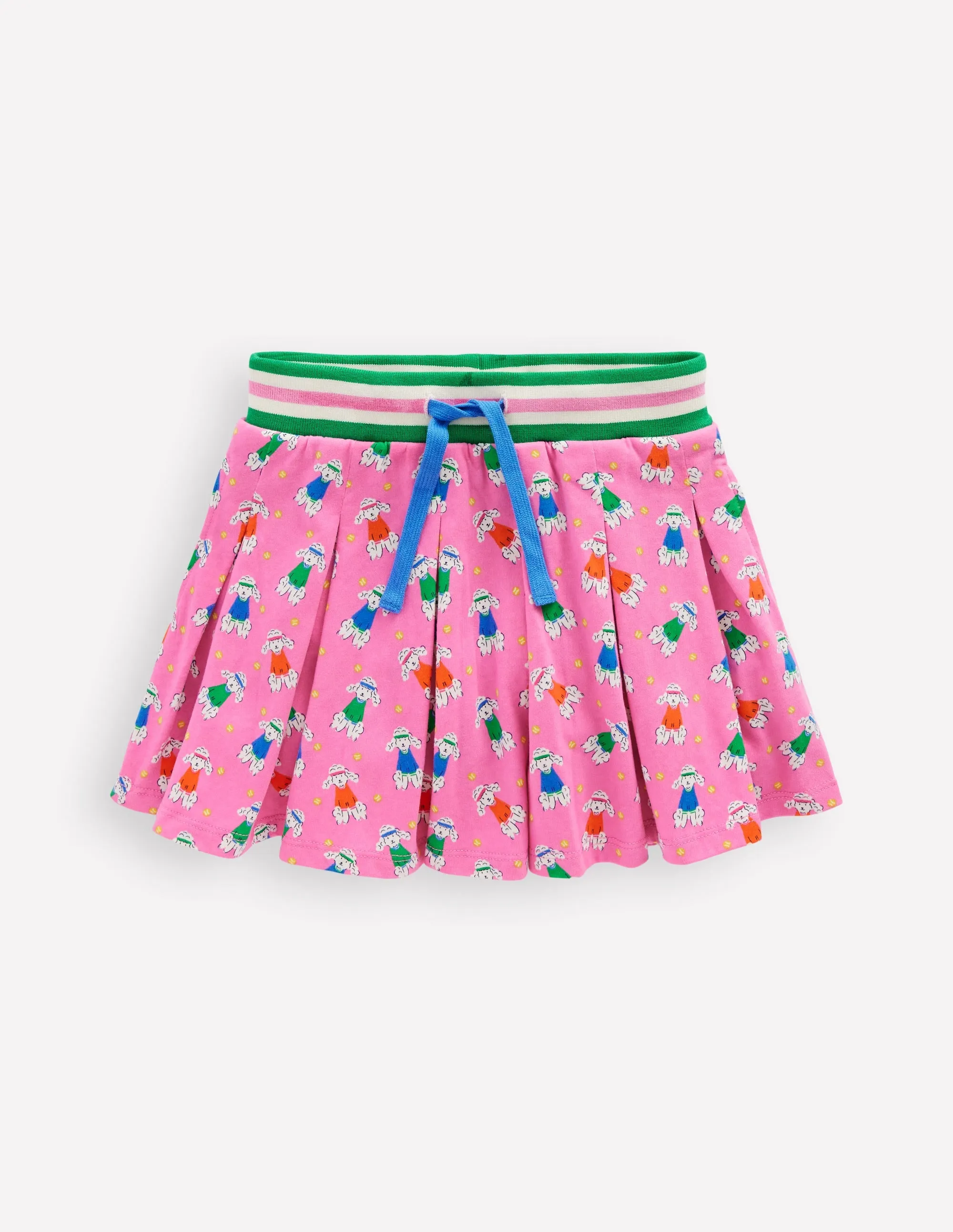 Pleated Jersey Skort-Pink Stripe Strawberries