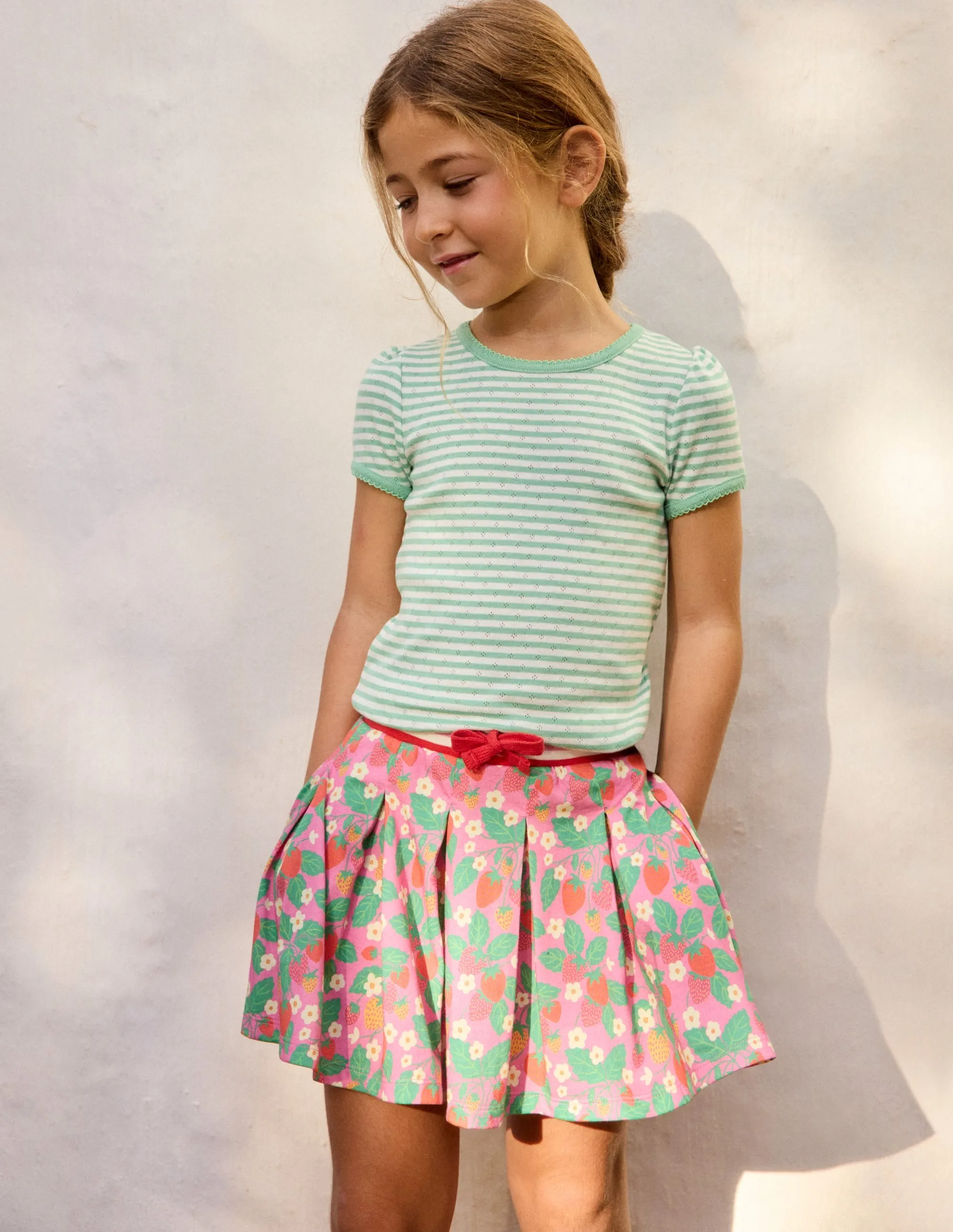 Pleated Jersey Skort-Pink Tiny Tulip