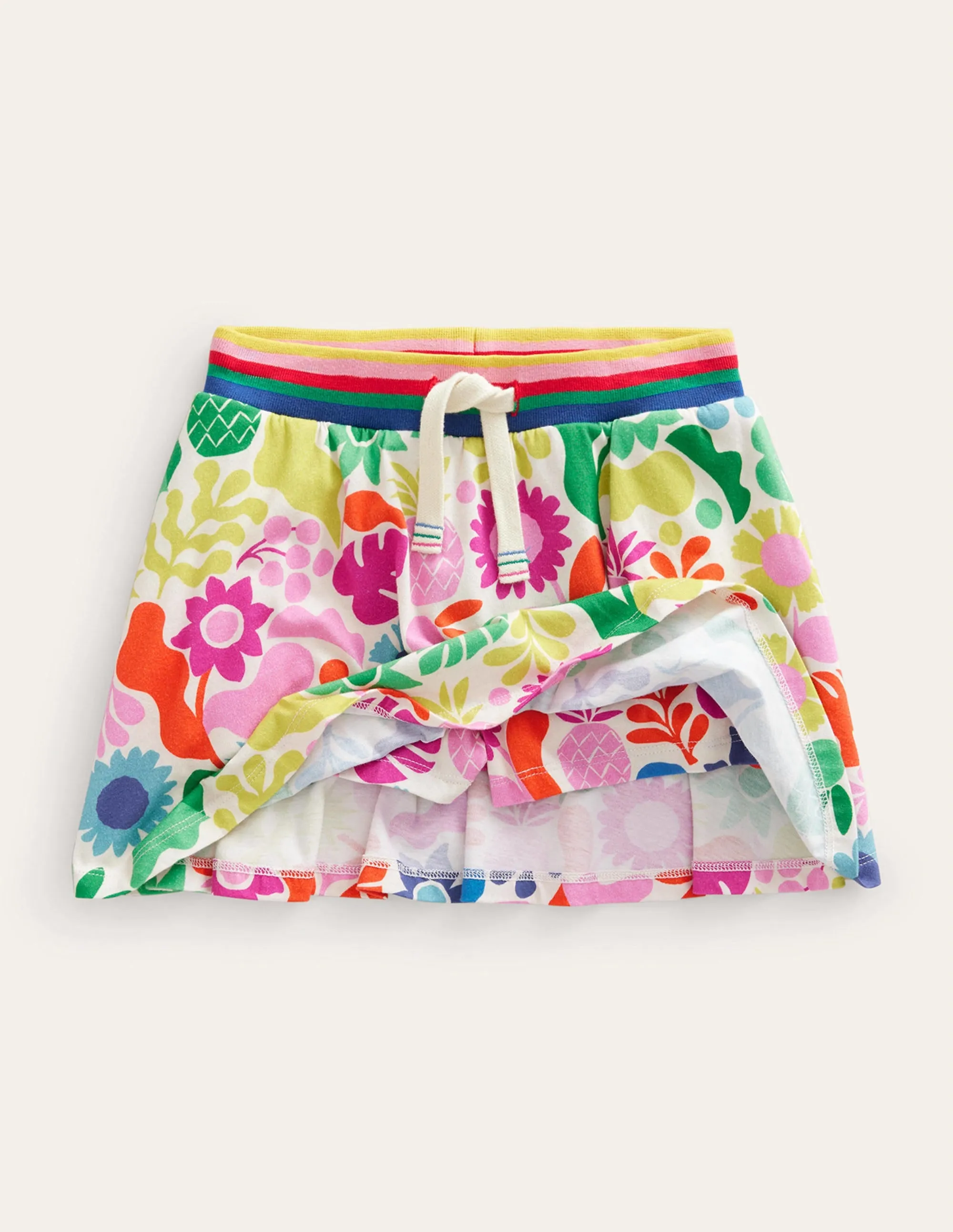 Printed Jersey Skort-Multi Holiday Floral
