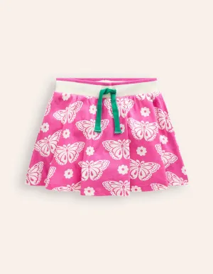 Printed Jersey Skort-Pink Butterfly Stamp