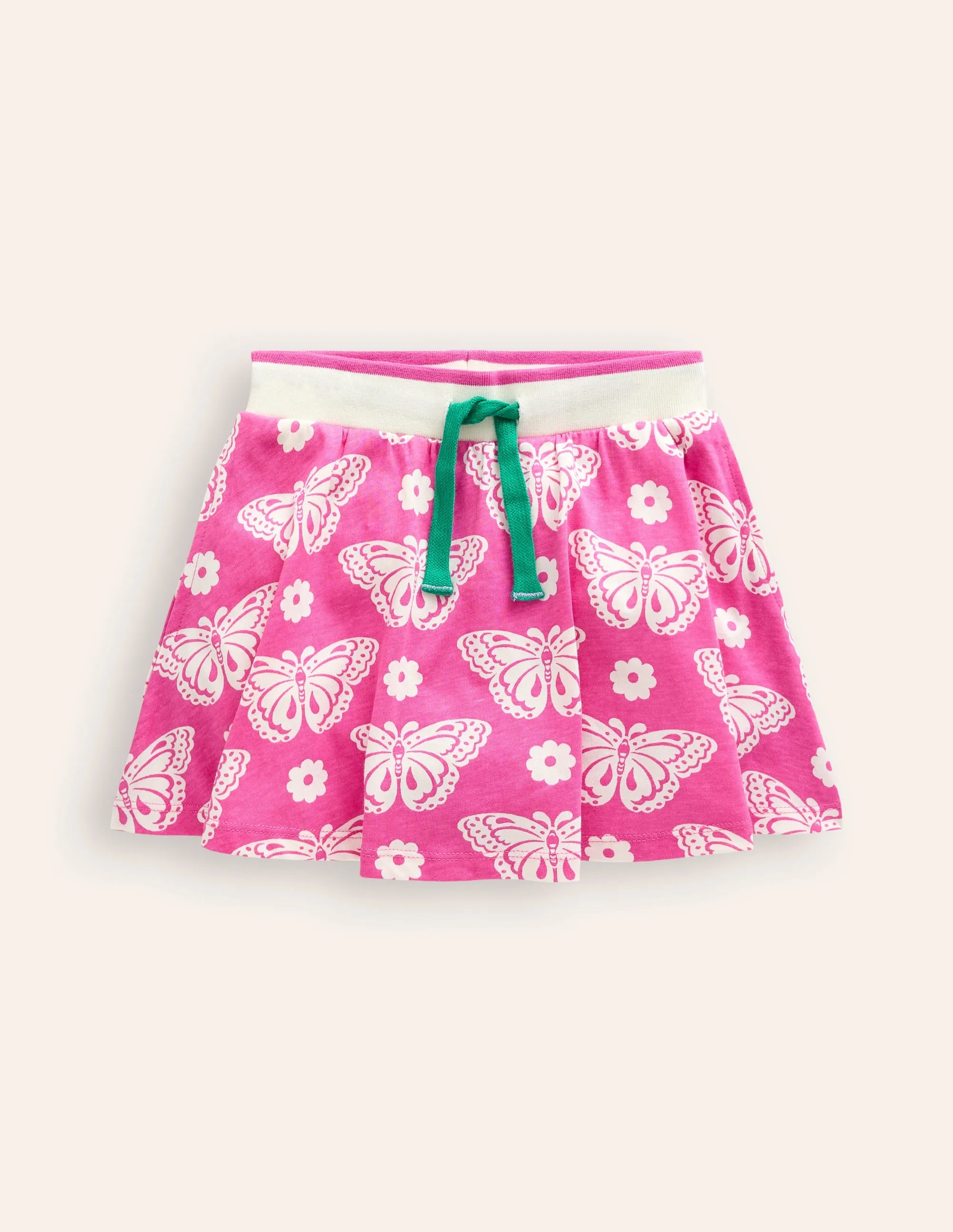 Printed Jersey Skort-Pink Butterfly Stamp