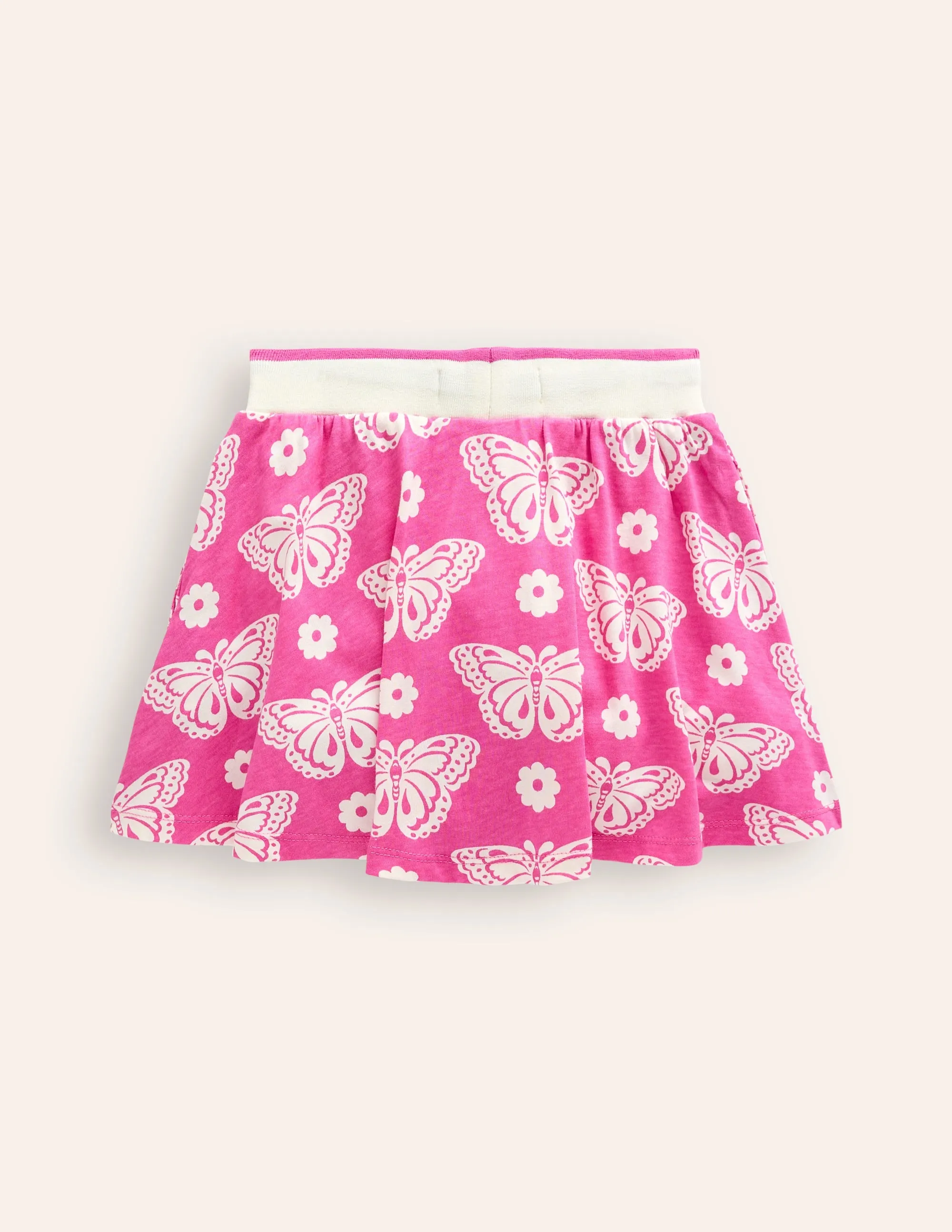 Printed Jersey Skort-Pink Butterfly Stamp
