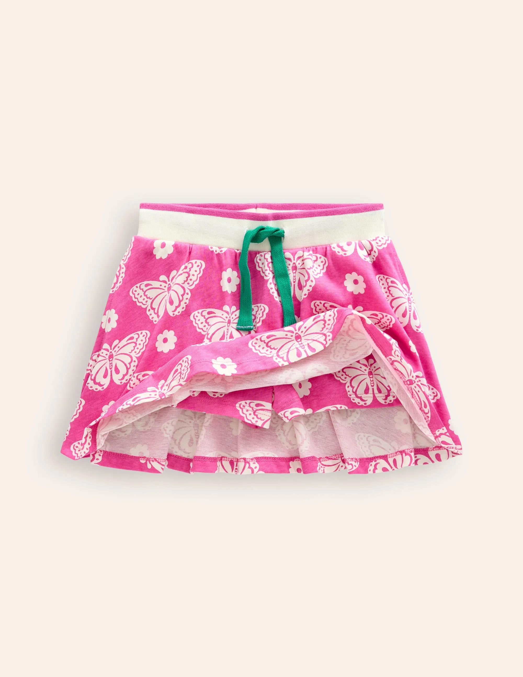 Printed Jersey Skort-Pink Butterfly Stamp
