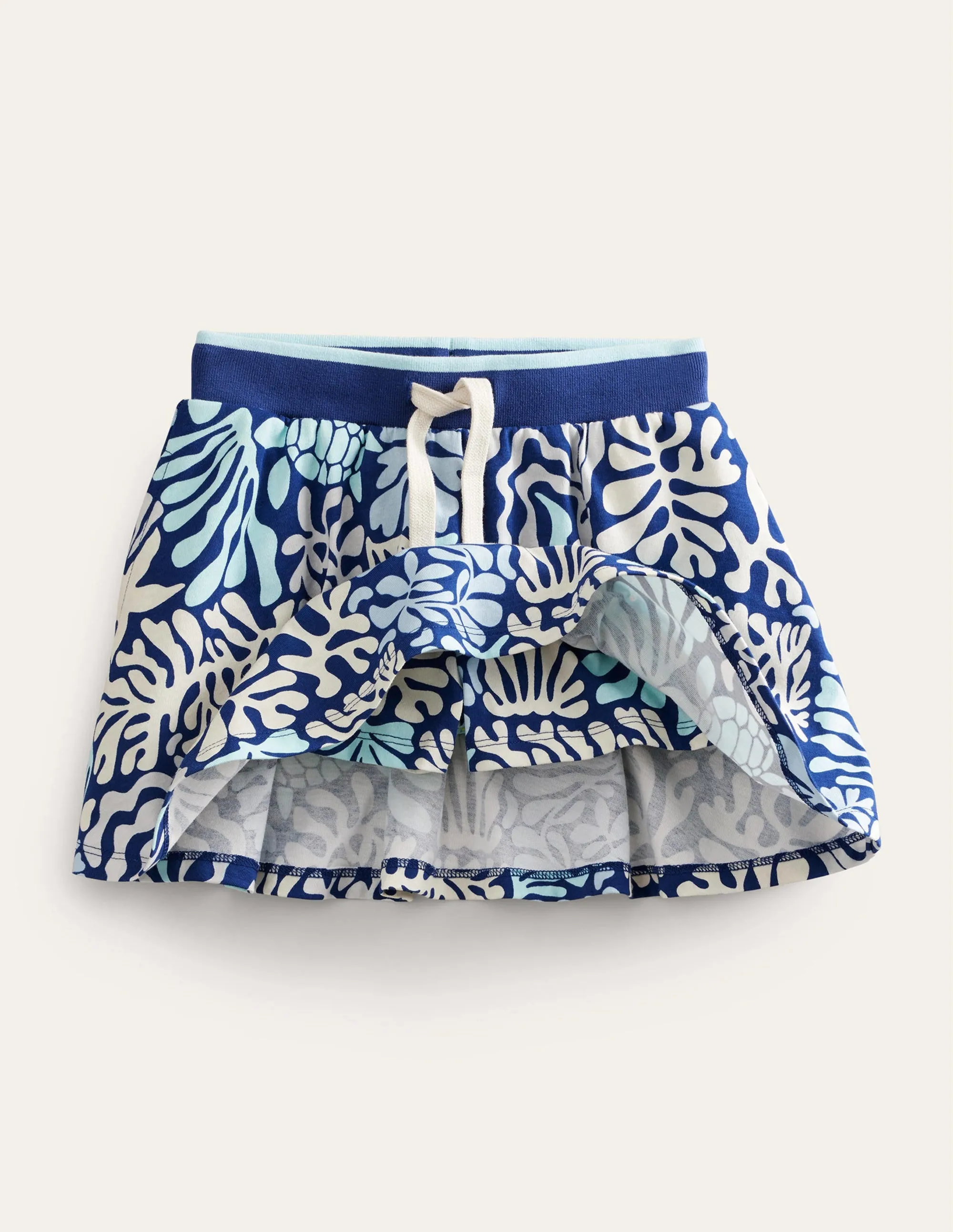Printed Jersey Skort-Starboard Blue Coral Reef