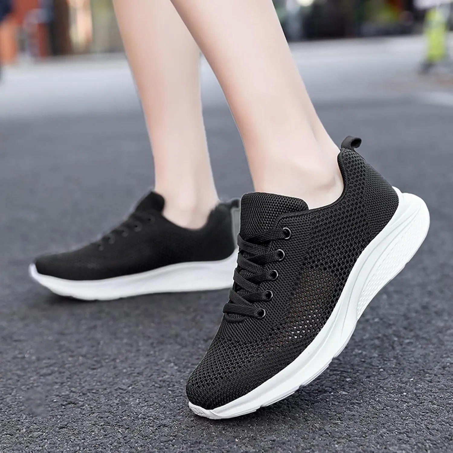 Running Shoes Lightweight Tennis Shoes Non Slip Gym Lace Up Mens Running Shoes Breathable Casual Black Shoes Black Platform Sneaker Tennis Shoe Trainers Shoe