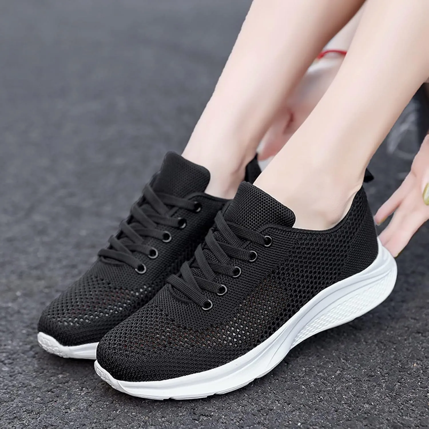 Running Shoes Lightweight Tennis Shoes Non Slip Gym Lace Up Mens Running Shoes Breathable Casual Black Shoes Black Platform Sneaker Tennis Shoe Trainers Shoe