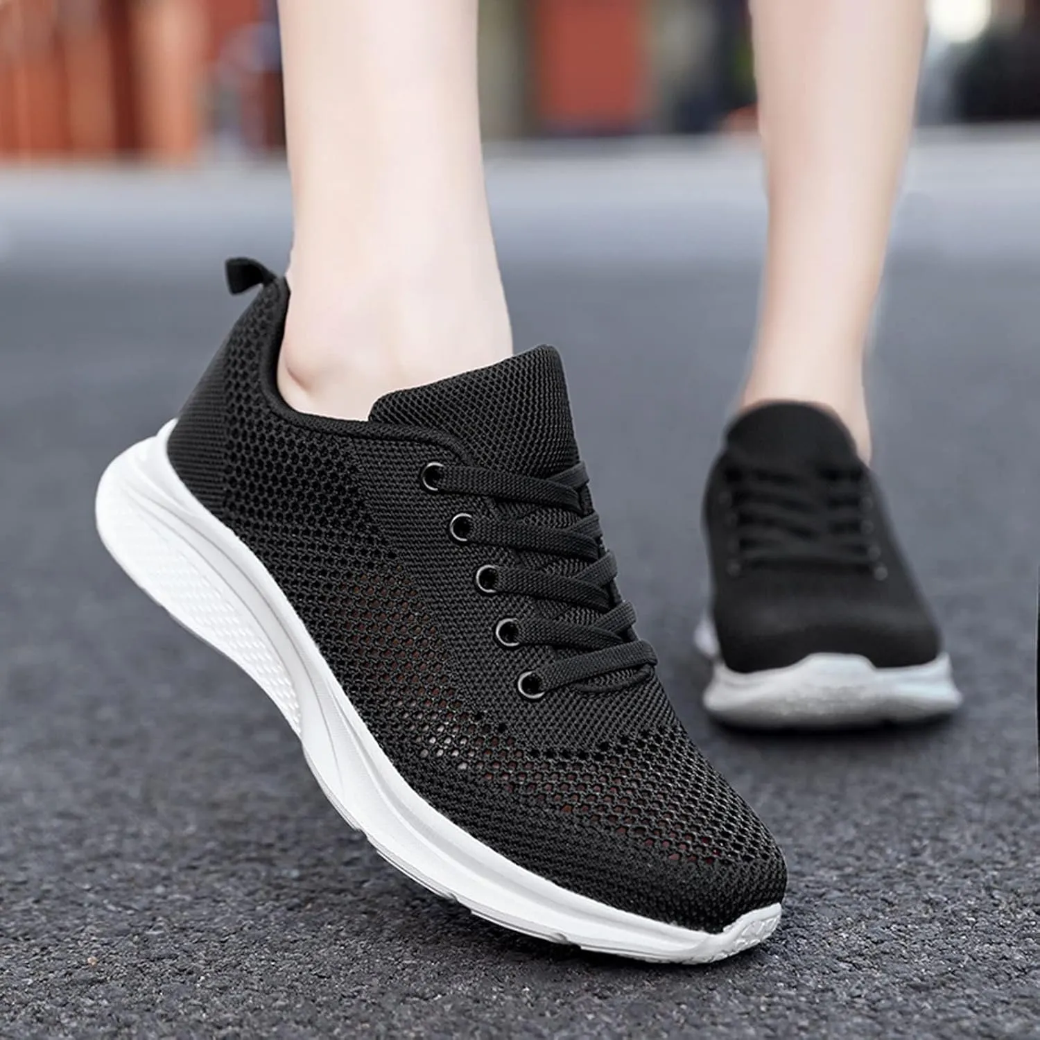 Running Shoes Lightweight Tennis Shoes Non Slip Gym Lace Up Mens Running Shoes Breathable Casual Black Shoes Black Platform Sneaker Tennis Shoe Trainers Shoe