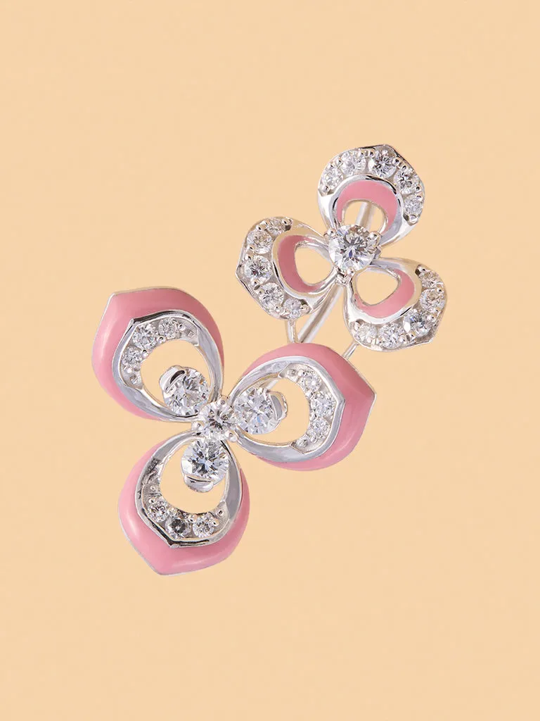 Westside X Pome Pink Floral Set Lab Diamond Earrings